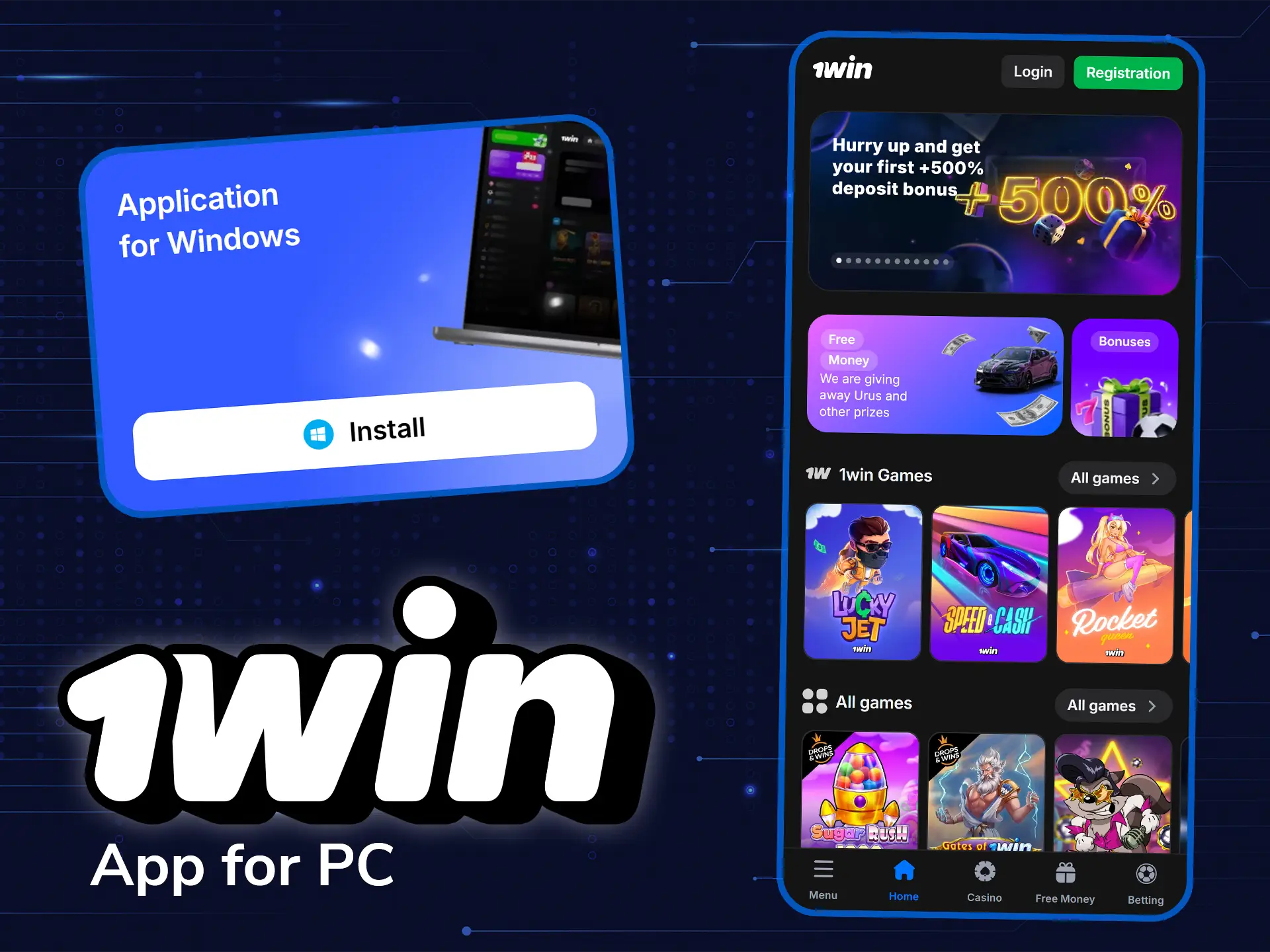 Download the 1win desktop app and bet on your laptop or pc.
