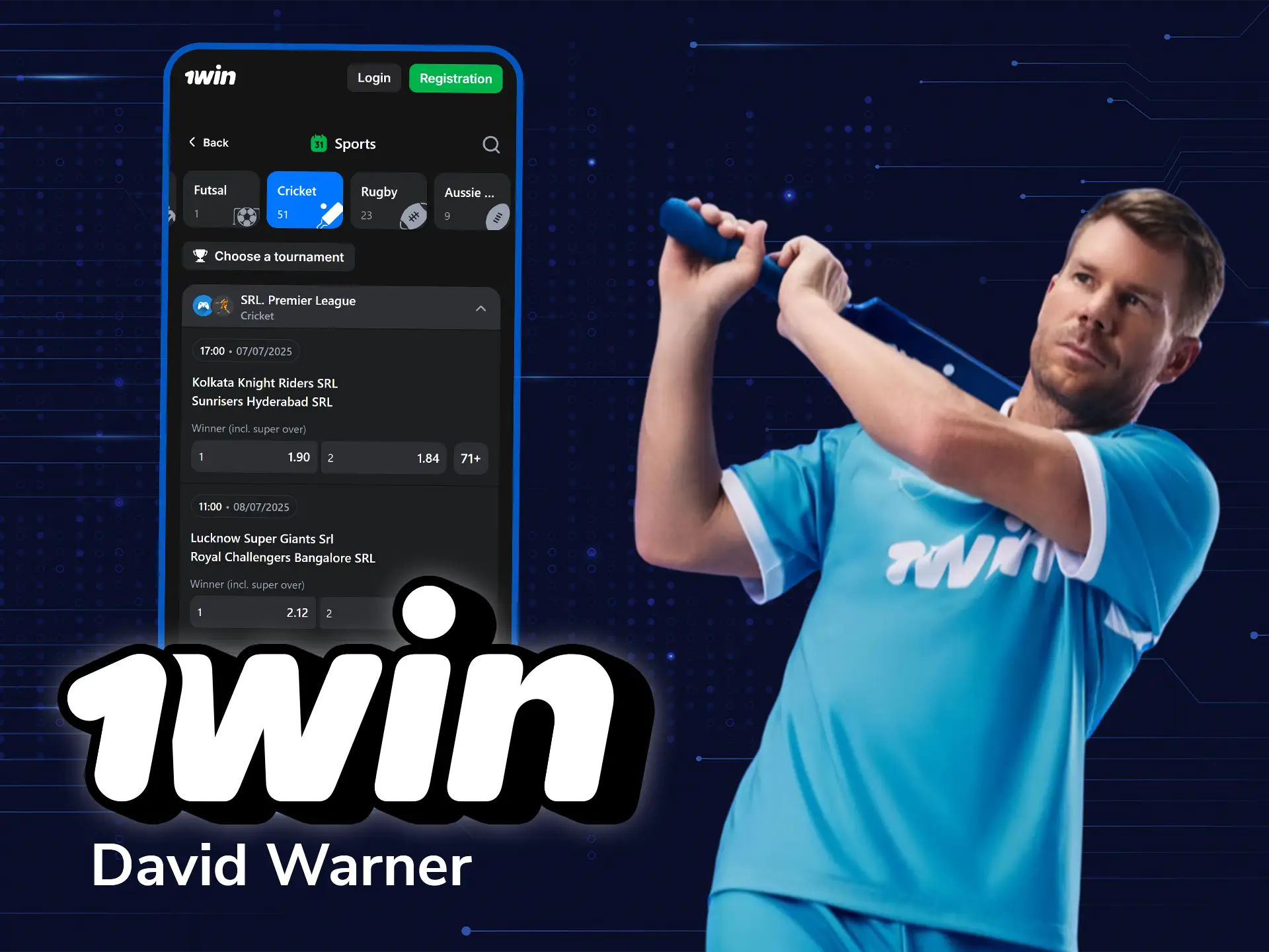 David Warner is 1Win first sports partner.