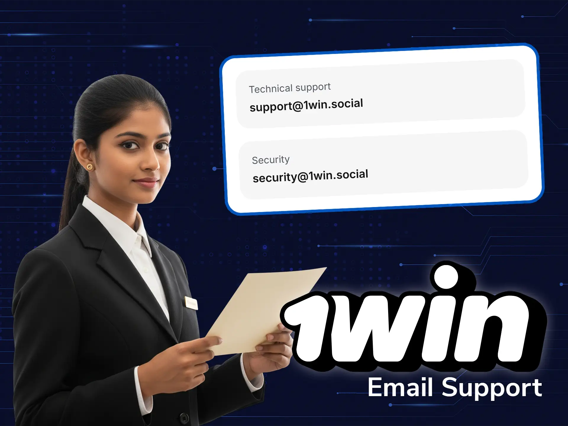 Learn how to get support from 1Win via email.