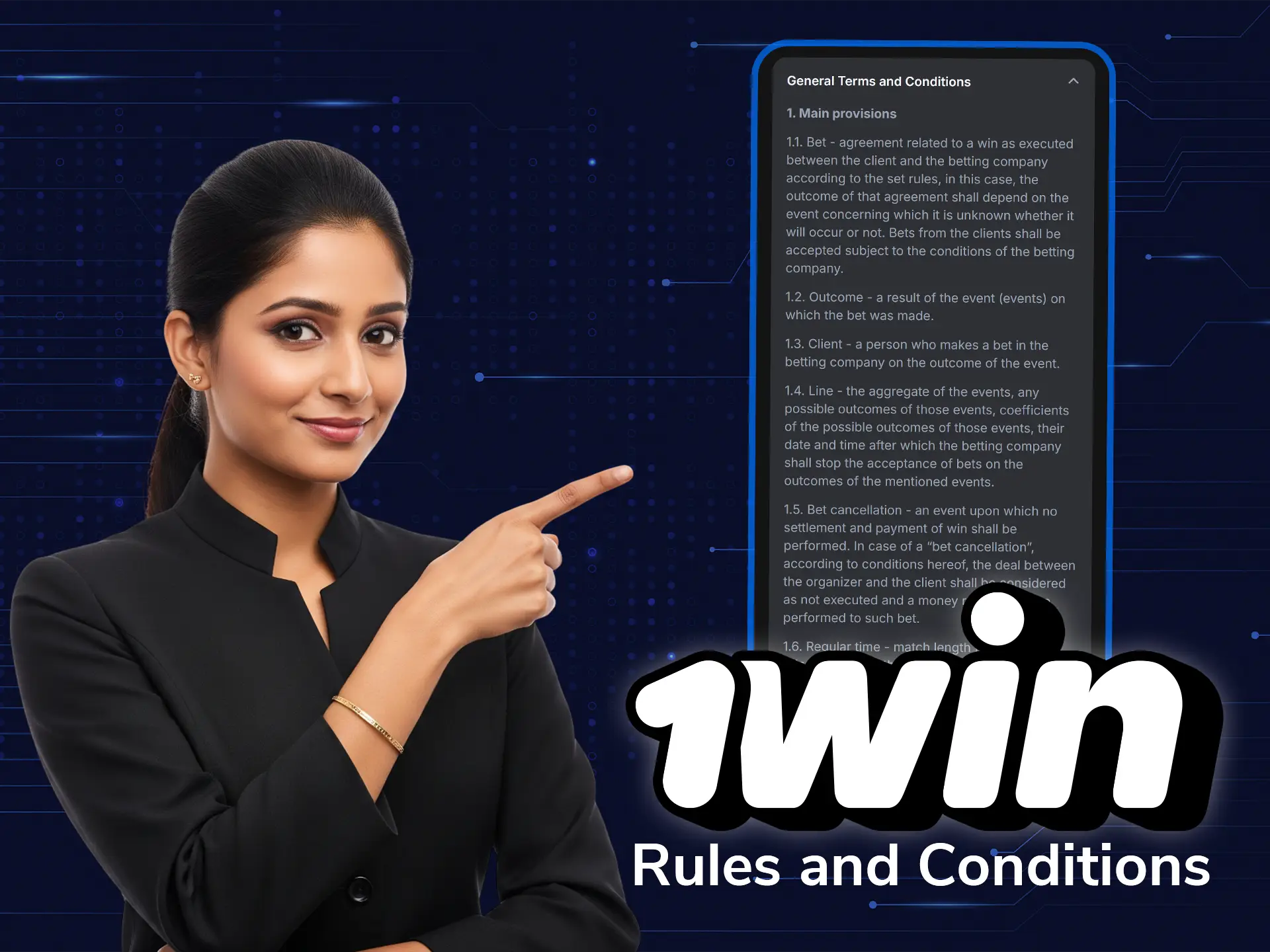 Read the terms and conditions of 1Win.